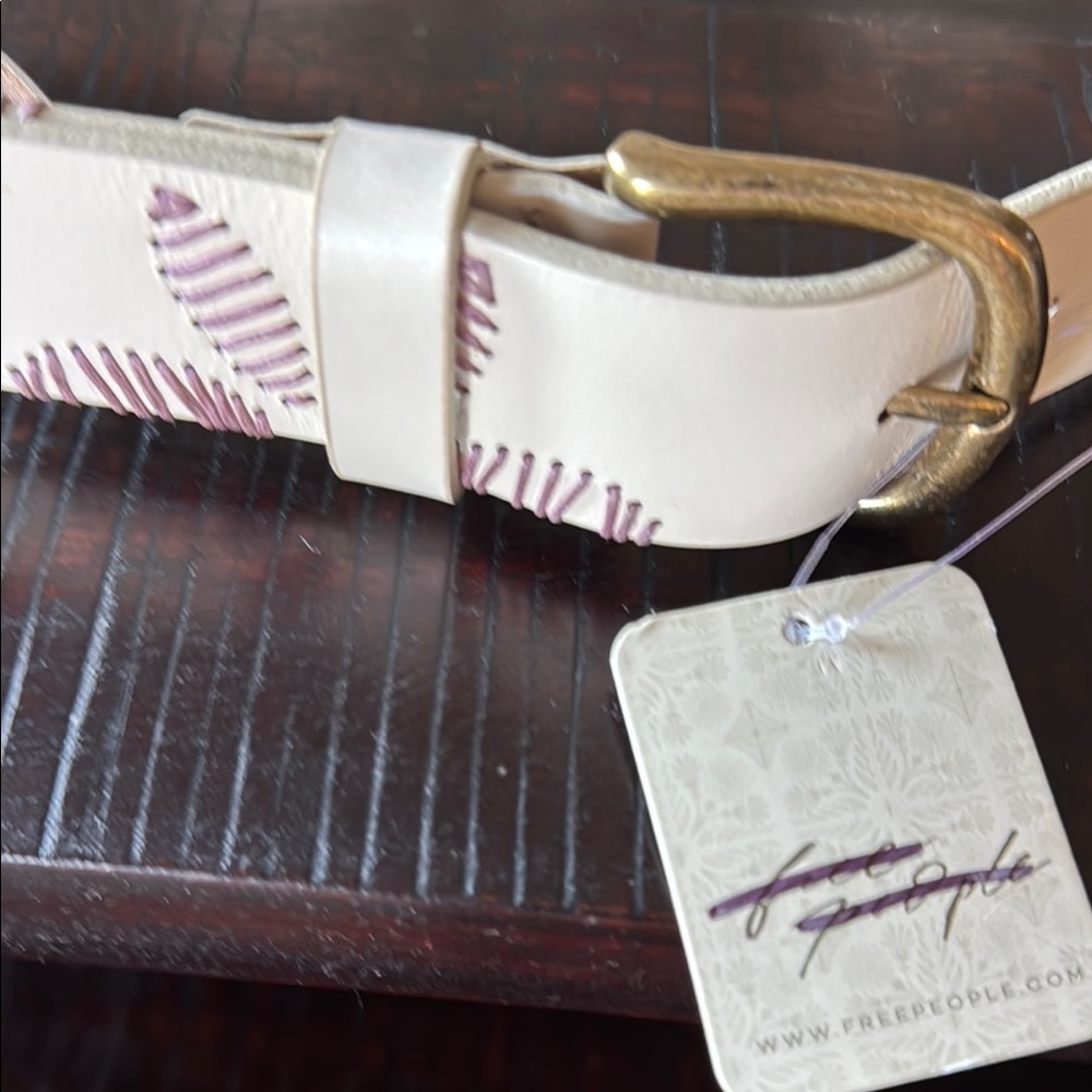 Free People Cream and light purple Embroidered Belt - Picture 2 of 4